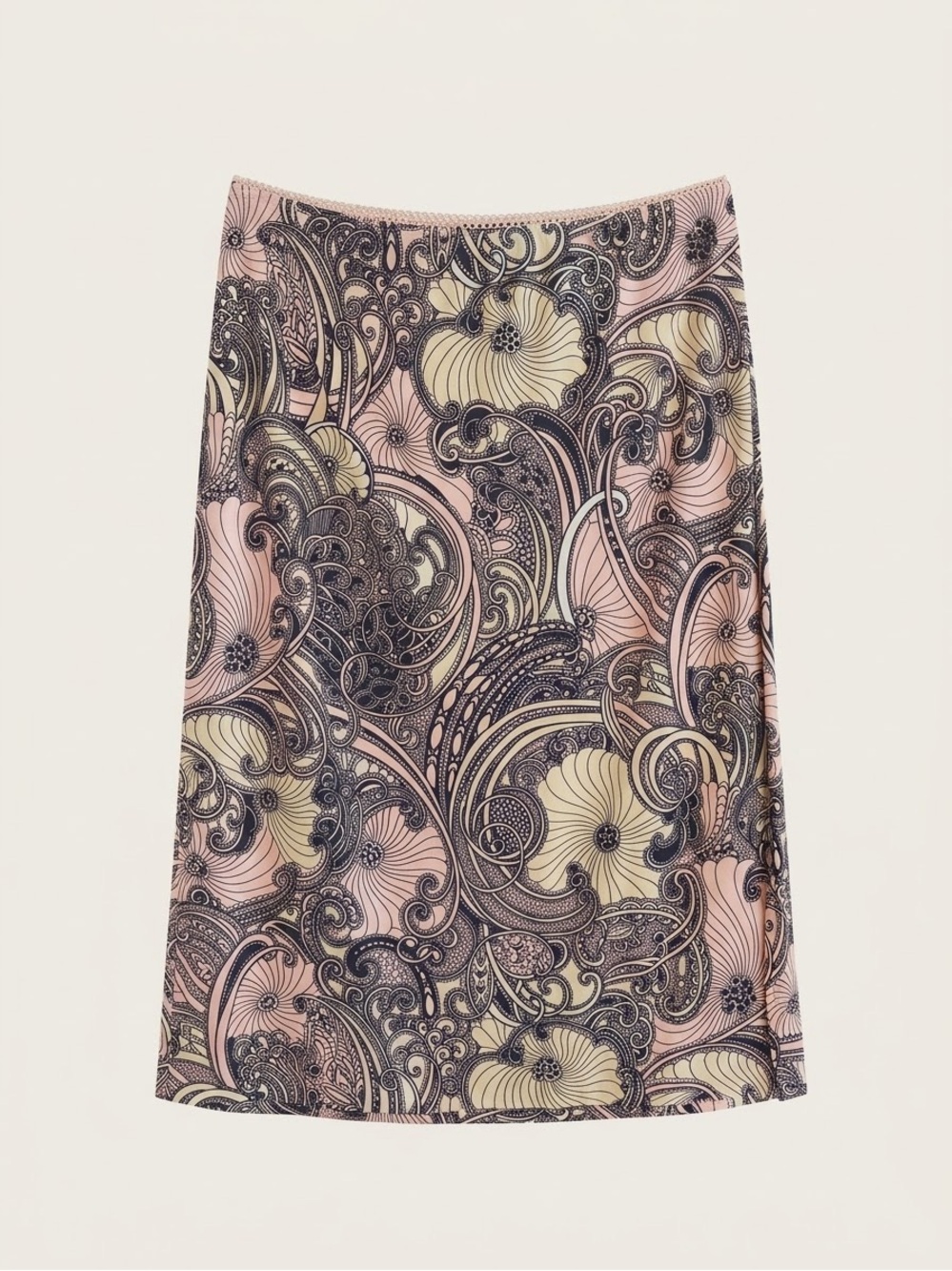 Vintage Y2K Rampage Paisley Print Midi Skirt - Size S - Pink/Black/Cream - Slits